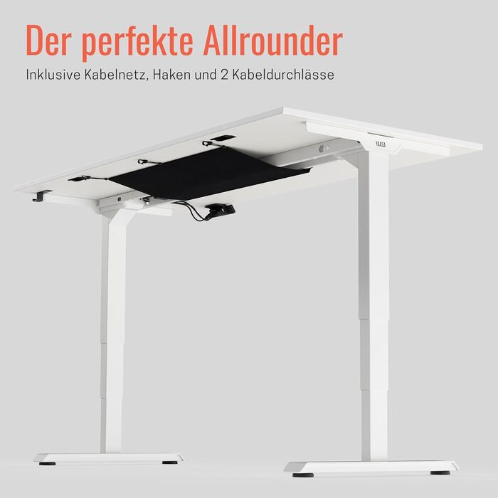 Стол Yaasa Desk Lite регульований по висоті 100x60 см чорного кольору – офісний стіл з автоматичним регулюванням, функцією пам'яті та отвором для кабелів. Електричний стіл, ідеальний для дому (світлий дуб/білий, 120 x 80 см)