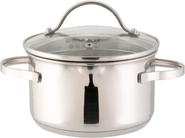Каструля axentia Pado з кришкою зі скла, нержавіюча сталь, 1,5 л, для індукції та всіх плит, біла, Ø 16 см