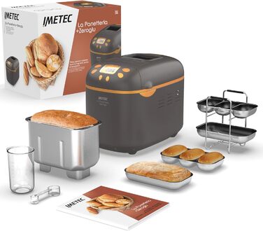 Хлібопічка Imetec La Panetteria +Zeroglu для хліба, чіабати, булочок і кексів з натурального та безглютенового борошна, 20 програм, 2 лопатки, контроль температури, з рецептурником