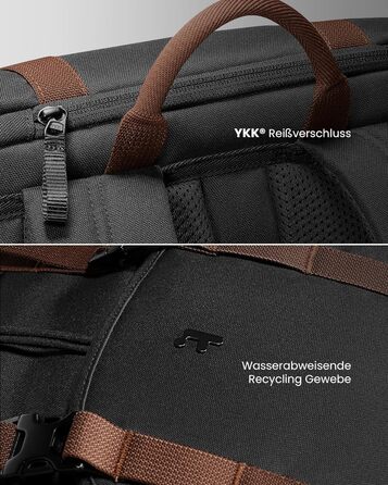Рюкзак tomtoc для ноутбука 13-15,6'' 22 л, чорний/коричневий, міський стиль, для жінок і чоловіків, університет, школа, повсякденний, вінтажний дизайн