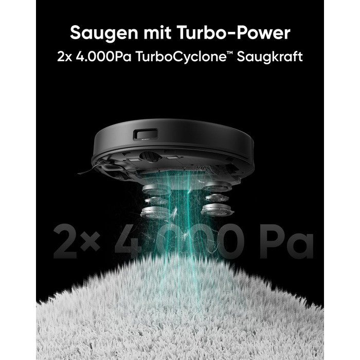 Робот-пилосос eufy X8 Pro з функцією вологого прибирання, Twin-Turbine 2×4000Па, щітка проти заплутування, лазерна навігація iPath, для глибокого очищення шерсті тварин з килимів і твердих підлог