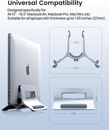 Підставка для ноутбука SODI вертикальна, автоматична, з алюмінію, для MacBook Pro/Air, ноутбуків, планшетів, телефонів (срібна)