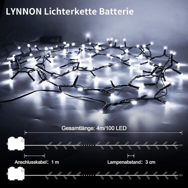 Світлодіодна гірлянда вулична 30м 1000 LED, водонепроникна LED-гірлянда з пультом та таймером, 8 режимів роботи для саду, балкона та новорічного декору (Білий колір)