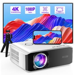 Проектор Smart Mini Beamer 4K XuanPad 28000 Люмен з автофокусом TOF, трапецеїдальною корекцією, WiFi 6, Bluetooth, для дому/вулиці (білий)