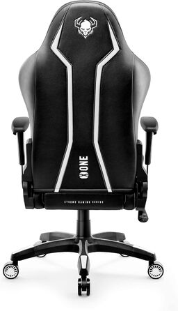 Ігрове крісло Diablo X-One 2.0, ергономічне, регульовані підлокітники, подушки для шиї та попереку, механізм гойдання, офісне, чорне-біле, розмір XL