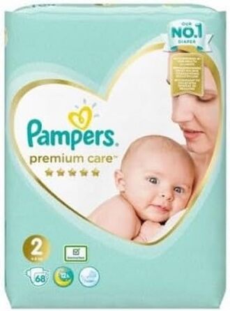 Підгузки Pampers Premium Care, розмір 2 (4-8 кг), 68 шт. — преміум-захист для чутливої шкіри