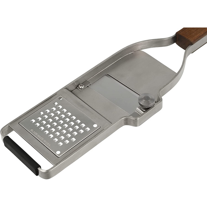 Трюфельна терка Microplane Master з ручкою з волоського горіха та лезами з нержавіючої сталі, для трюфелів, твердого сиру, часнику, грибів і шоколаду, вироблено в США