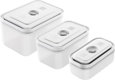 Контейнер для вакуумного зберігання ZWILLING Fresh & Save, набір 3 шт, пластик, білий, S/M/L, 19x5 см