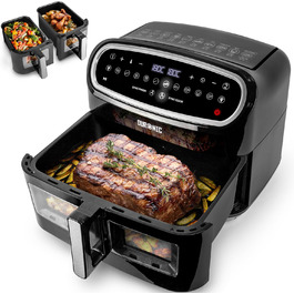 Аерофритюрниця Duronic AF34 BK 10 л для приготування картоплі фрі та страв без олії, чорна, електрична, фритюрниця з гарячим повітрям