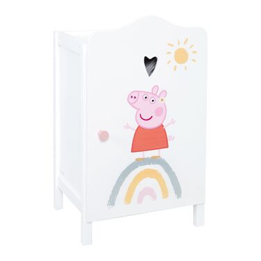 Дитяча шафа для лялькового одягу Peppa Pig, дерев'яна, біла, з малюнком з мультсеріалу, меблі для ляльок, для зберігання аксесуарів
