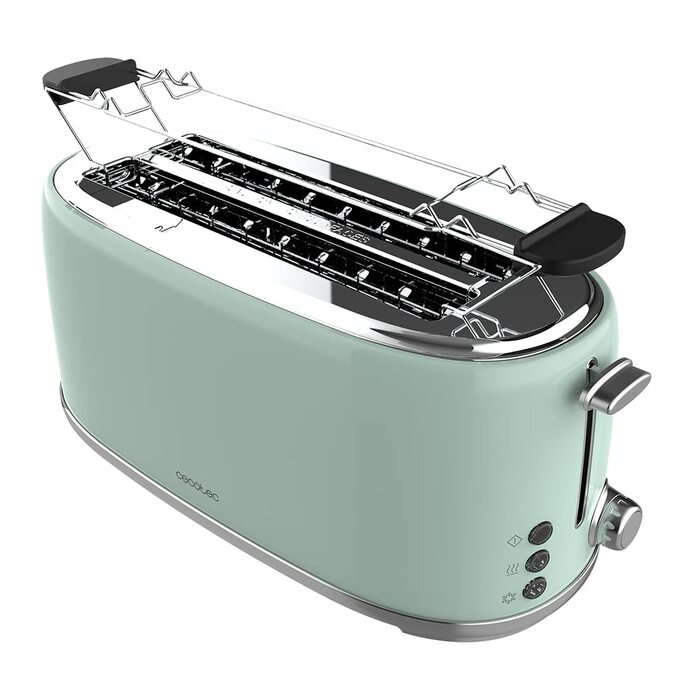 Тостер Cecotec Toast&Taste 1600 Retro Double Green на 4 тости, нержавіюча сталь, 1630 Вт