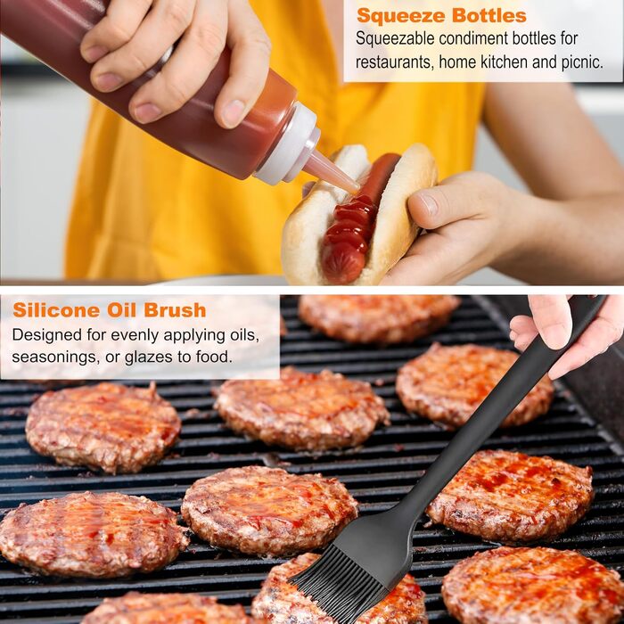 Набір аксесуарів для гриля та планки Grilljoy з нержавіючої сталі, 28 предметів, для бургерів та барбекю, чорний