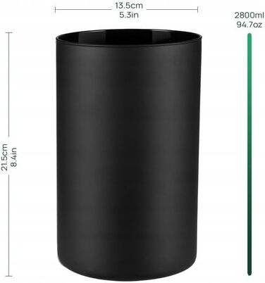 Ваза для квітів Trend For Home циліндрична, 21.5 см, чорна матова, 2.8 л, для декорів, пампас трави, свічок