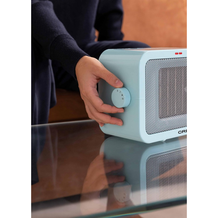 Керамічний обігрівач CREATE/WARM BOX, синій, 1500 Вт, портативний, регульований термостат, 2 режими потужності, PTC-нагрів, захист від перегріву