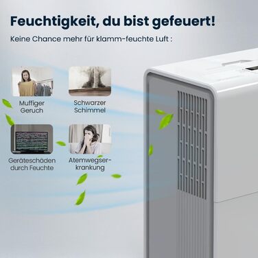 Осушувач повітря Newentor 25 л/24 год для кімнат до 80 м², з трирівневою шумоізоляцією, енергоощадним чипом, таймером, 1 м дренажним шлангом, знімним фільтром, гарантія 10 років