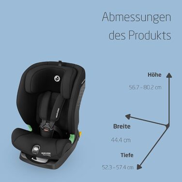 Дитяче автокрісло Maxi-Cosi Titan S Comfort i-Size, дихаючі матеріали, регульоване, 15 місяців–12 років (76–150 см), ISOFIX, 5 позицій сидіння, 13 рівнів підголівника, чорний