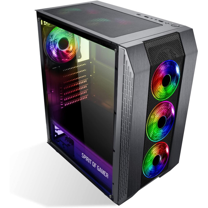 Ігровий корпус SPIRIT OF GAMER Rogue VI ATX/mATX/ITX з гартованим склом, 4 адресовані RGB LED вентилятори 120 мм, сумісний з Aura/MSI Mystic/ASROCK 3Pin