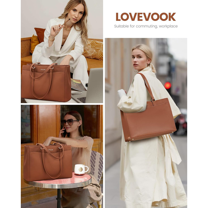 Жіноча сумка-чохол для ноутбука LOVEVOOK, коричнева, 15.6 дюймів