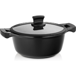 Каструля Kela Stella Nova 24 см, 3,5 л, алюміній, антипригарна, чорна, з кришкою, для всіх плит, термостійка до 180°C