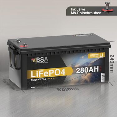 LiFePO4 акумулятор BSA Mini 12V 280Ah для кемперів, будинків на колесах та сонячних електростанцій