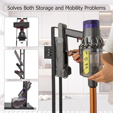 Підставка-органайзер для пилососа Dyson V15 V12 V11 V10 V8 V7 V6, тримач для акумуляторного пилососа і аксесуарів, чорна, BRIAN & DANY