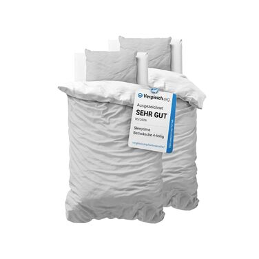 Комплект постільної білизни Sleeptime 200x200 см, 3-частини - 100% бавовна, сірий антрацит, Oeko-TEX®, блискавка, дихаючий