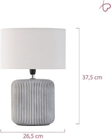 Настільна лампа Pauleen Pure Shine, 20 Вт, E14, сіра/біла, ручна робота, тканина та кераміка, нічник у стилі бохо