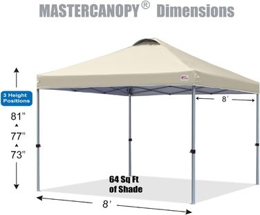 Тент-шатер MasterCanopy 3x3 м з швидким розкладанням, бежевий: для кемпінгу, заходів, саду. UPF50+, водонепроникний + сумка + 4 мішки з піском
