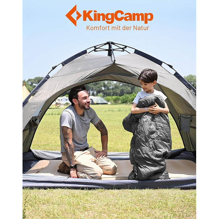 Дитячий спальний мішок KingCamp з бавовни для літа (блакитний), на зріст 100-145 см, 165x70 см