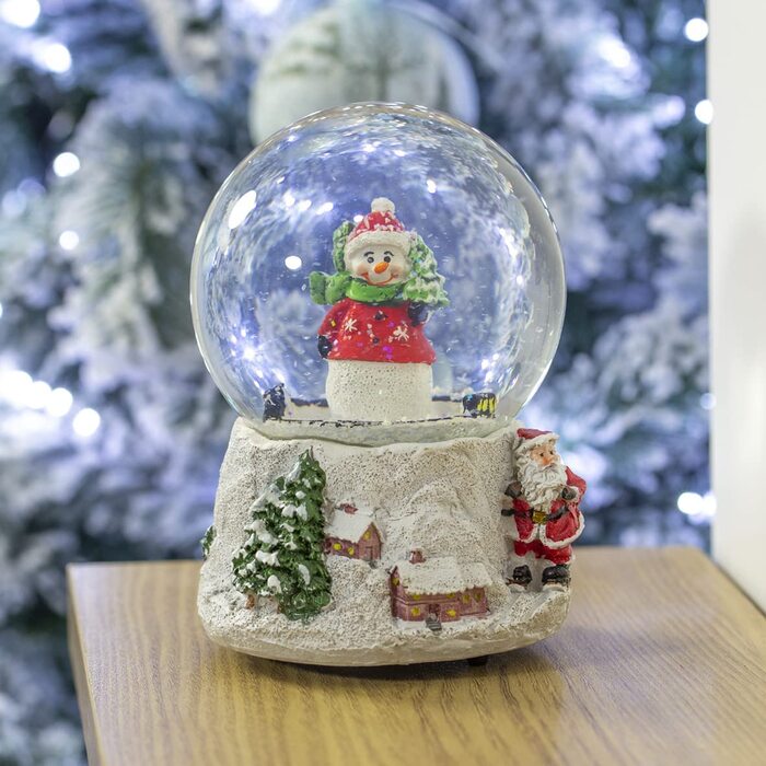 Снігова куля зі сніговиком The Christmas Workshop, скляна, зелена/жовта/срібляста, новорічний декор