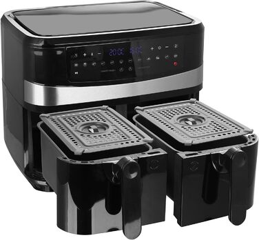 Цифрова подвійна аерофритюрниця Emerio, 2×5 л, 12 програм, без BPA, SMART FINISH, смаження без олії