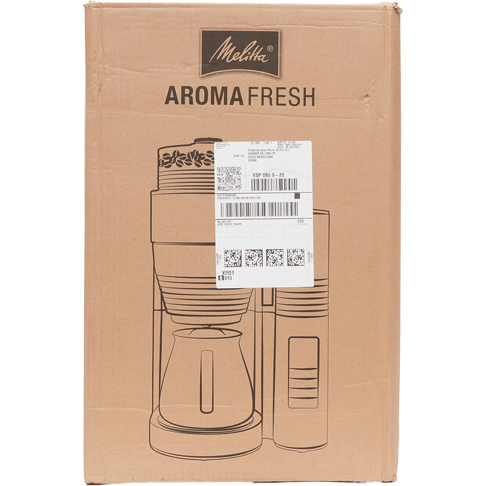 Кавоварка Melitta AromaFresh X з млинком, фільтр-кавоварка з скляним глечиком і захистом від капання, до 10 чашок, чорна/срібляста