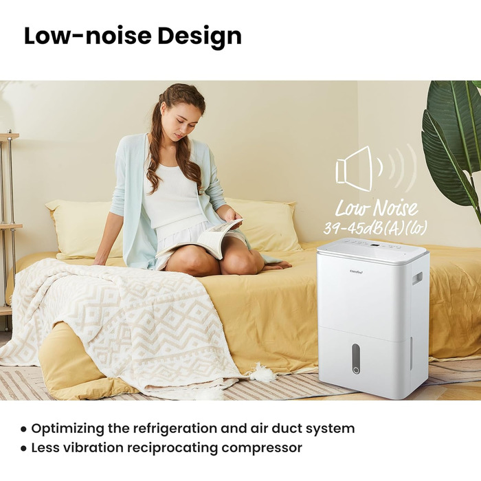 Осушувач повітря COMFEE Easy Dry 16 л/день з іонізатором, 4 режими, резервуар 3 л, для кімнат до 32 м², функція сушки білизни, підключення зволожувача, swing-функція