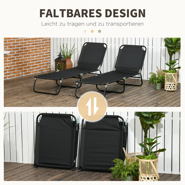 Набір з 2 сонячних лежаків, розкладні садові лежаки з 5-рівневим регулюванням спинки та максимальною вагою користувача до 120 кг