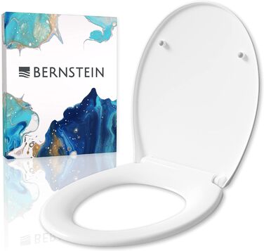 Овальна кришка для унітазу BERNSTEIN U2004 з мікроліфтом, знімна WC-сидіння з дюропласту, Soft-Close, біла, стандартна, кріплення з нержавіючої сталі