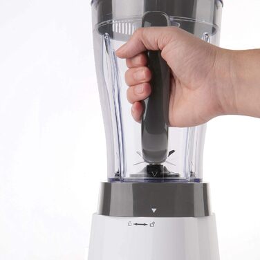 Блендер BLACK+DECKER 500Вт, 1,5л, скляна чаша, 2 швидкості, пульс, 4-лопатевий ніж, легке очищення, білий/сірий