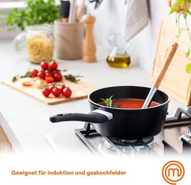 Каструля MasterChef 16 см з антипригарним покриттям, для індукції, підходить для всіх плит, термостійка ручка, можна мити в посудомийці, колекція Essentials