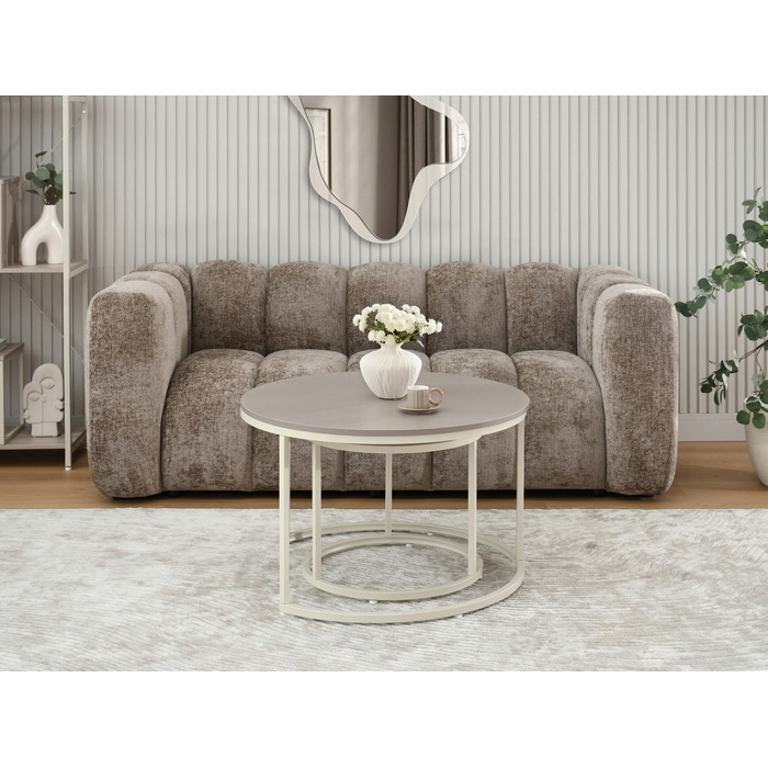 Круглий кавовий столик Mebel-Partner, 80 x 80 x 48,5 см, кремовий, відтінки бежевого