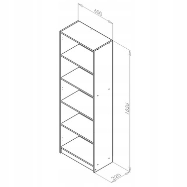 Стелаж PUVEROMEBLE 60 x 182,6 x 32 см, дуб вотан