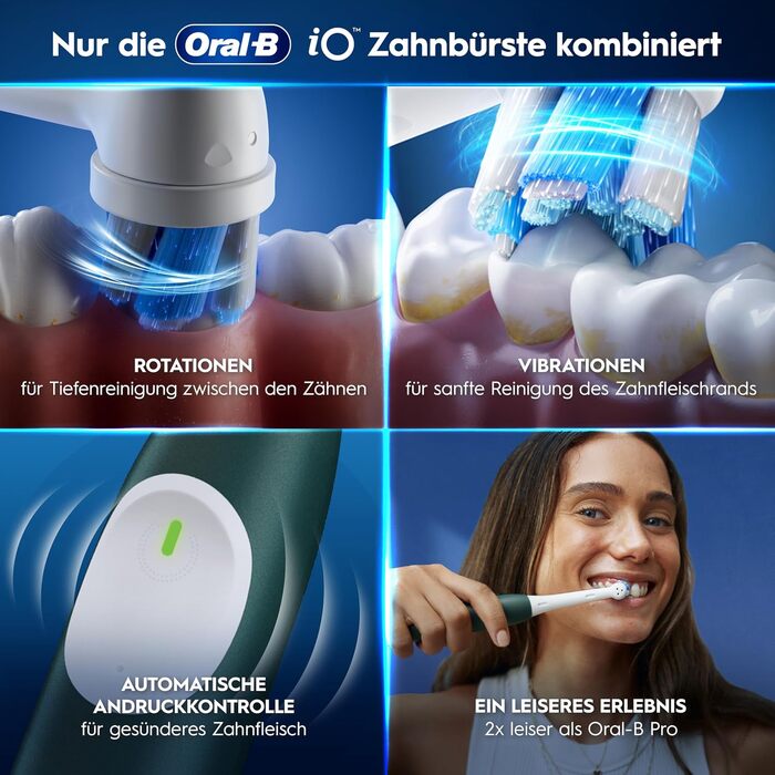 Електрична зубна щітка Oral-B iO Series 2 Forest Green (зелена), 1 щітка, 1 додаткова насадка та білий футляр