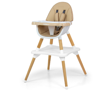 Стілець для годування 2в1 дерев'яний зі столиком-тацею Malmo Beige Milly Mally