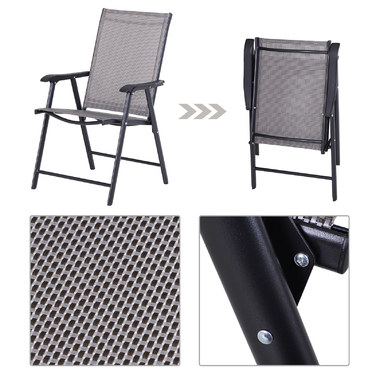 Outsunny Camping Chairs Набір з 2 розкладних крісел Підлокітник Крісло для риболовлі металеве сіре 58x64x94см