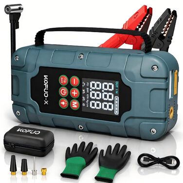 Пусковий пристрій (бустер) 7000A з компресором для автомобіля 12V, Powerbank, колір A-Зелений