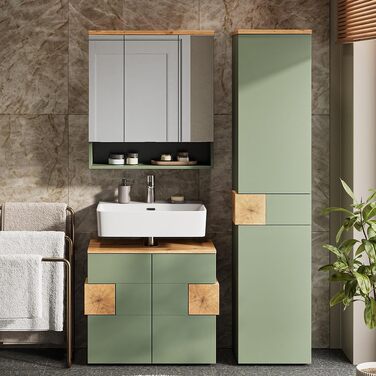 Тумба під умивальник Vicco Eden, 70 x 64.5 см, з 2 шухлядами для ванної кімнати, колір зелений