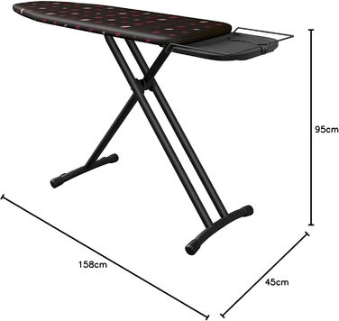 Праска Laurastar Comfortboard Lips 38×120 см, бавовна, універсальна дошка для прасування, регульована висота, підставка для парогенератора, зручне зберігання