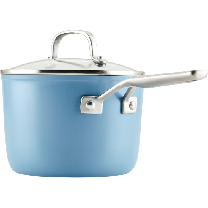 Набір посуду KitchenAid Harteloxierte керамічний антипригарний 9 предметів (Синій оксамит, 2.9 л)