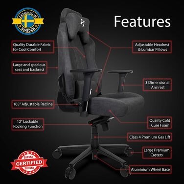 Крісло ігрове Arozzi Vernazza Soft Fabric темно-сіре, розмір L