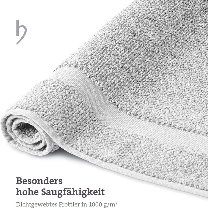 Килимок для ванної herzbach home, 100% бавовна, 1000 г/м², силіконово-сірий, 60x100 см, поглинаючий, праний