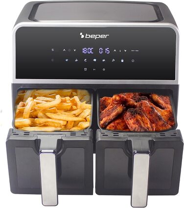 Аерофритюрниця BEPER P101FRI090 з двома камерами, 9 л (4,5 л на кошик), 7 програм