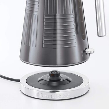 Тостер Russell Hobbs Geo Edelstahl Grau на 2 тости, нержавіюча сталь, сірий. Широкі слоти, підставка для булочок, 6 режимів, розморожування, підігрів, швидкий нагрів 1640 Вт